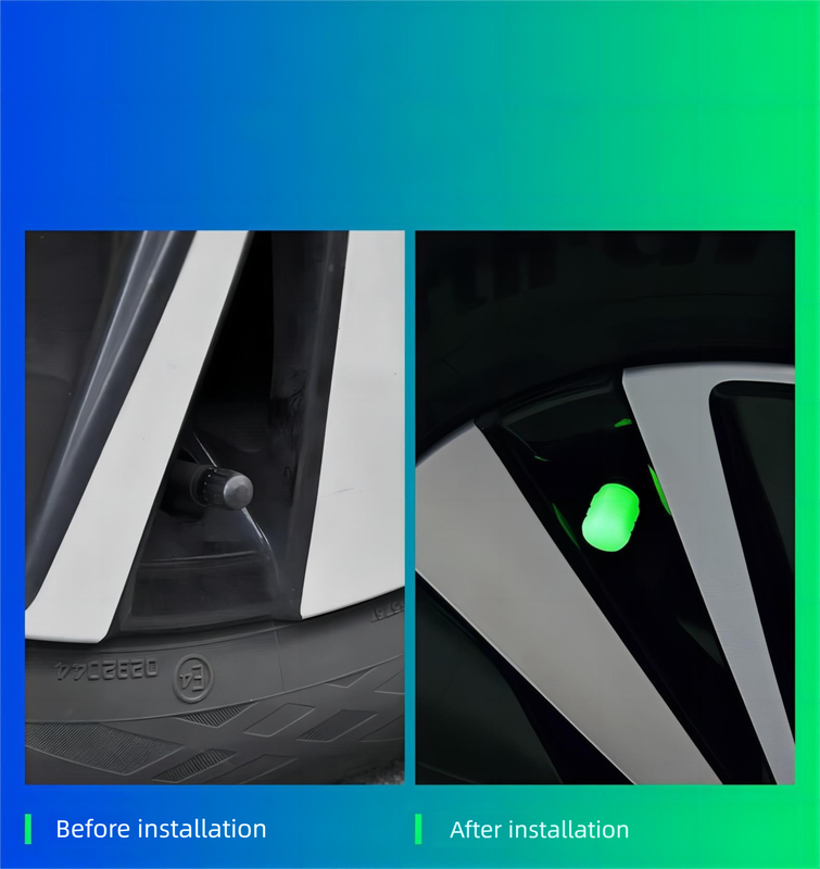 2 Packs of 4 Orange Luminous Tyre Valve Caps Glow in The Dark Universal Wheel Air Dust Covers for Cars Bikes Motorcycles Scooters One-Piece Design โ image 6