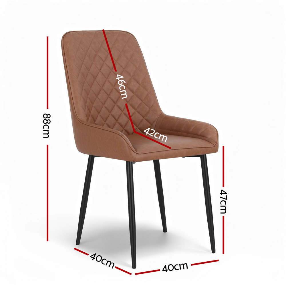 Artiss 4x Dining Chairs Retro PU Leather Kitchen Lounge Cafe Accent Chair Brown โ image 2