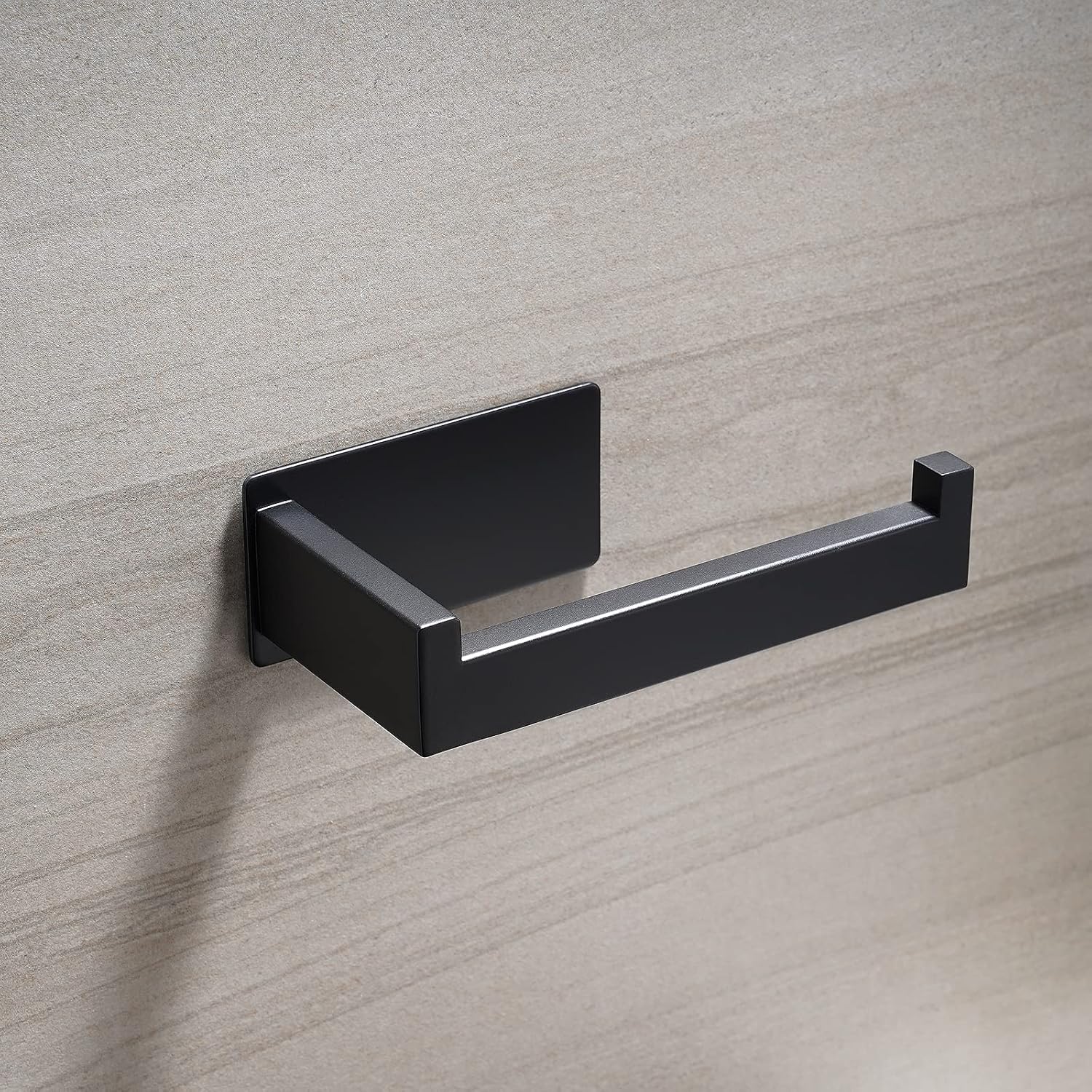 Toilet Paper Holder, Adhesive Toilet Paper Roll Holder, SUS304 Stainless Steel Rustproof Wall for Bathroom, Kitchen and Washroom, Black — image 4