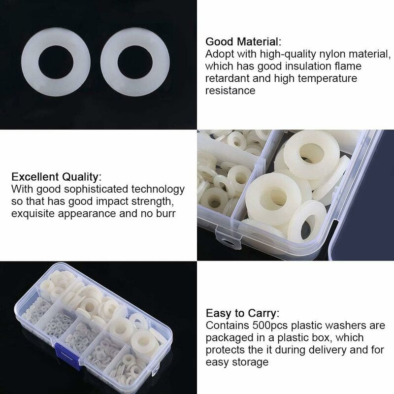 Nylon Washer Plastic Spacer M2.5 M3 M4 M5 M6 M8 M10 Flat Washer ROund 520 pcs โ image 2