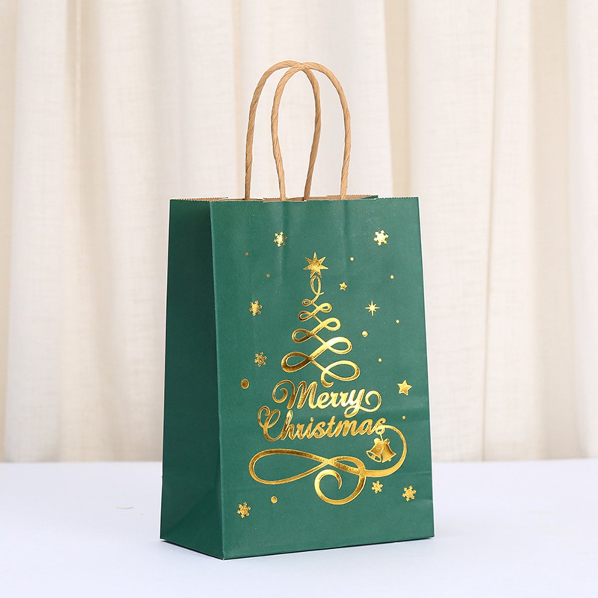 Gift Bags - 12 pieces - Kraft paper gift Bags - Tote bags - Christmas paper bags with print - Party wrapping bags — image 2
