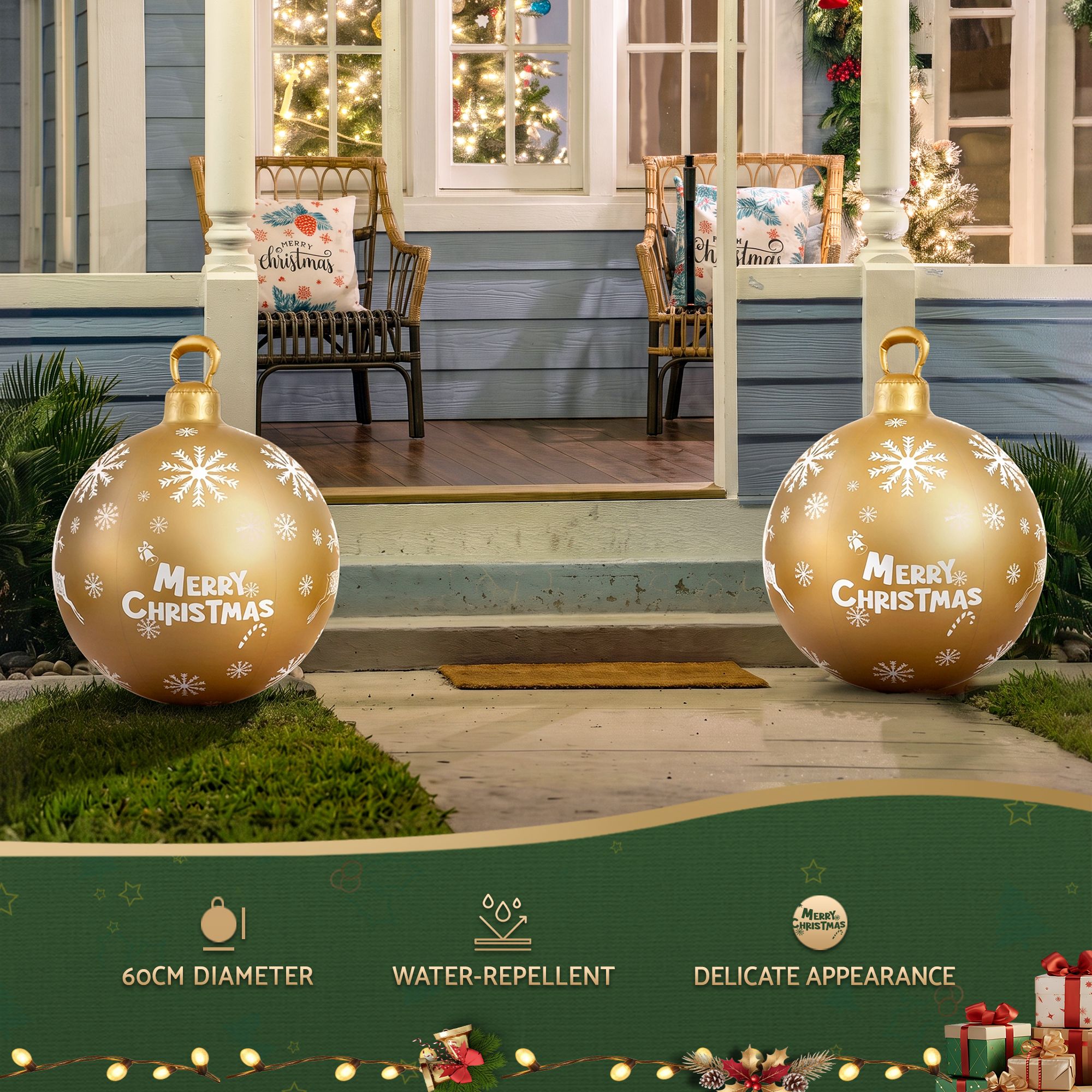 Jingle Jollys Christmas Inflatable Ball Bauble 60cm Outdoor Decoration Gold โ image 4