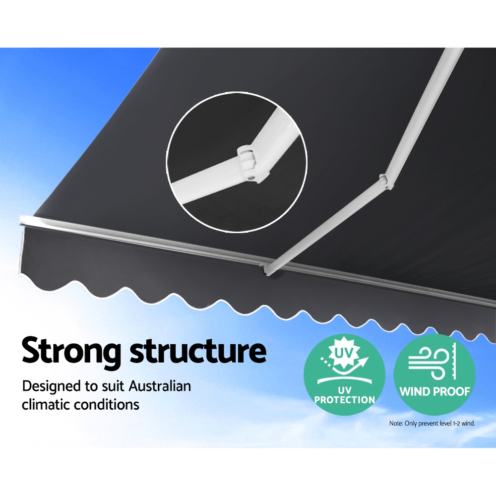 Instahut Retractable Folding Arm Awning Motorised Sunshade 2.5Mx2M Grey — image 4