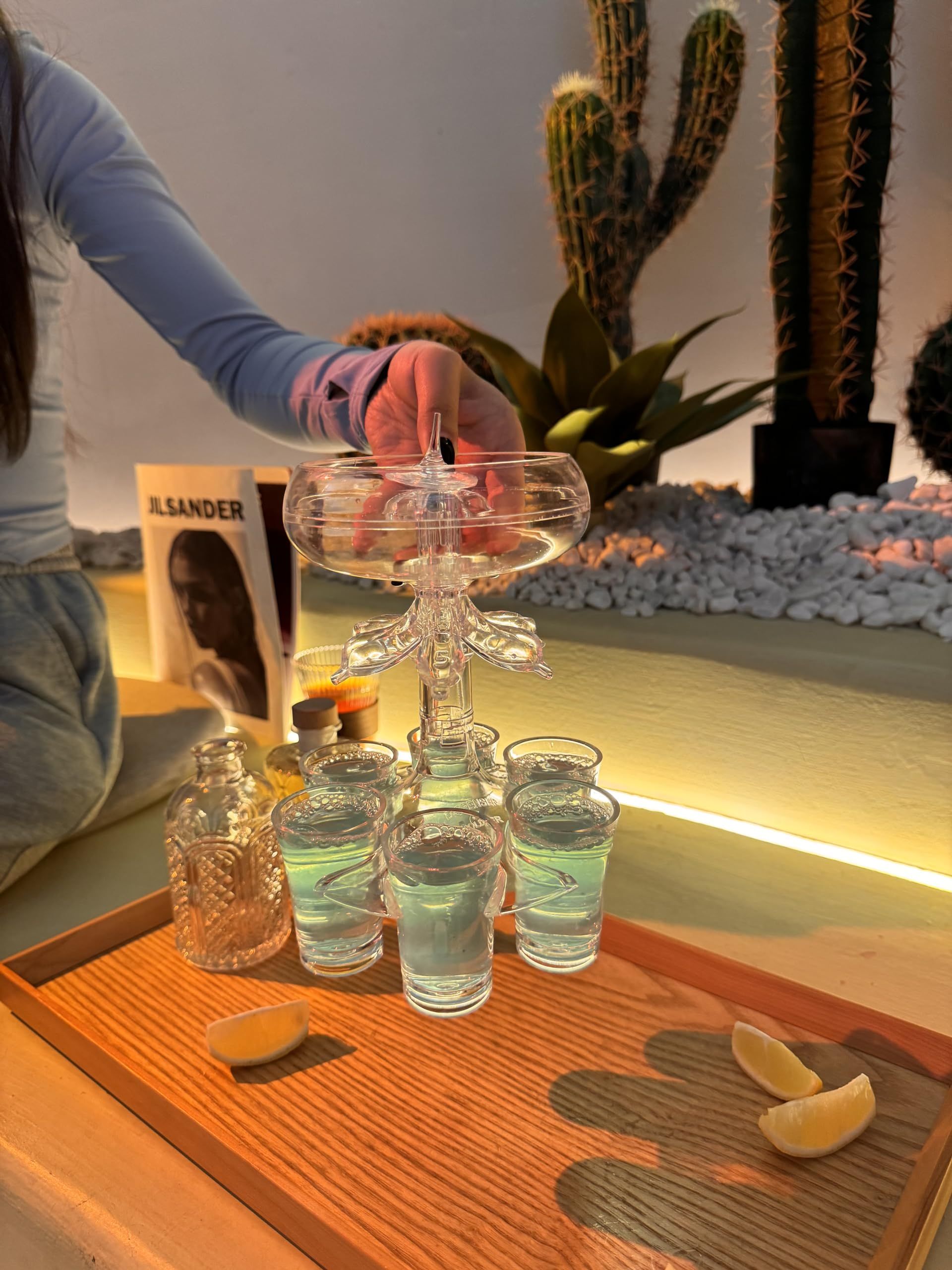 6 Shot Glass Dispenser and Holder Party Drink Shot Glass Holder Shots Dispenser Set Liquor Dispenser Cocktail Dispenser with Brush — image 3