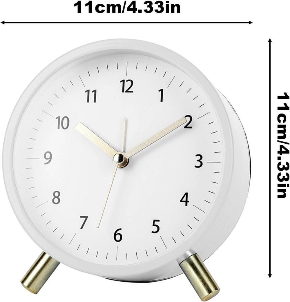 Silent Alarm Clock with Night Light and Backlight, White Metal Clock for Bedrooms and Travel โ image 5