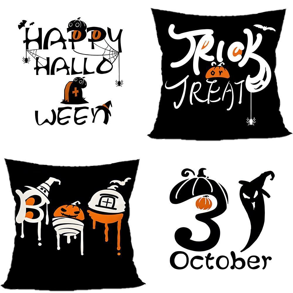 4PC Festive Decor Pillow Cover For Christmas & Halloween, Style‑70, Suitable For Sofa, Living Room, Bedroom, 45 × 45cm, Pillow Insert Not Included, Versatile