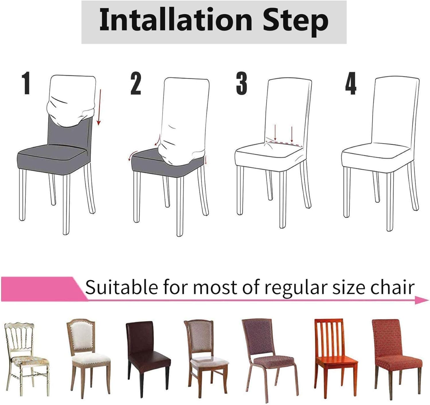 Set of 4 or 6 Chair Covers, Stretchy, Removable, Washable Chair Covers, Decorative Protectors for Hotel, Cafe -tfrf coffee 6pcs โ image 3