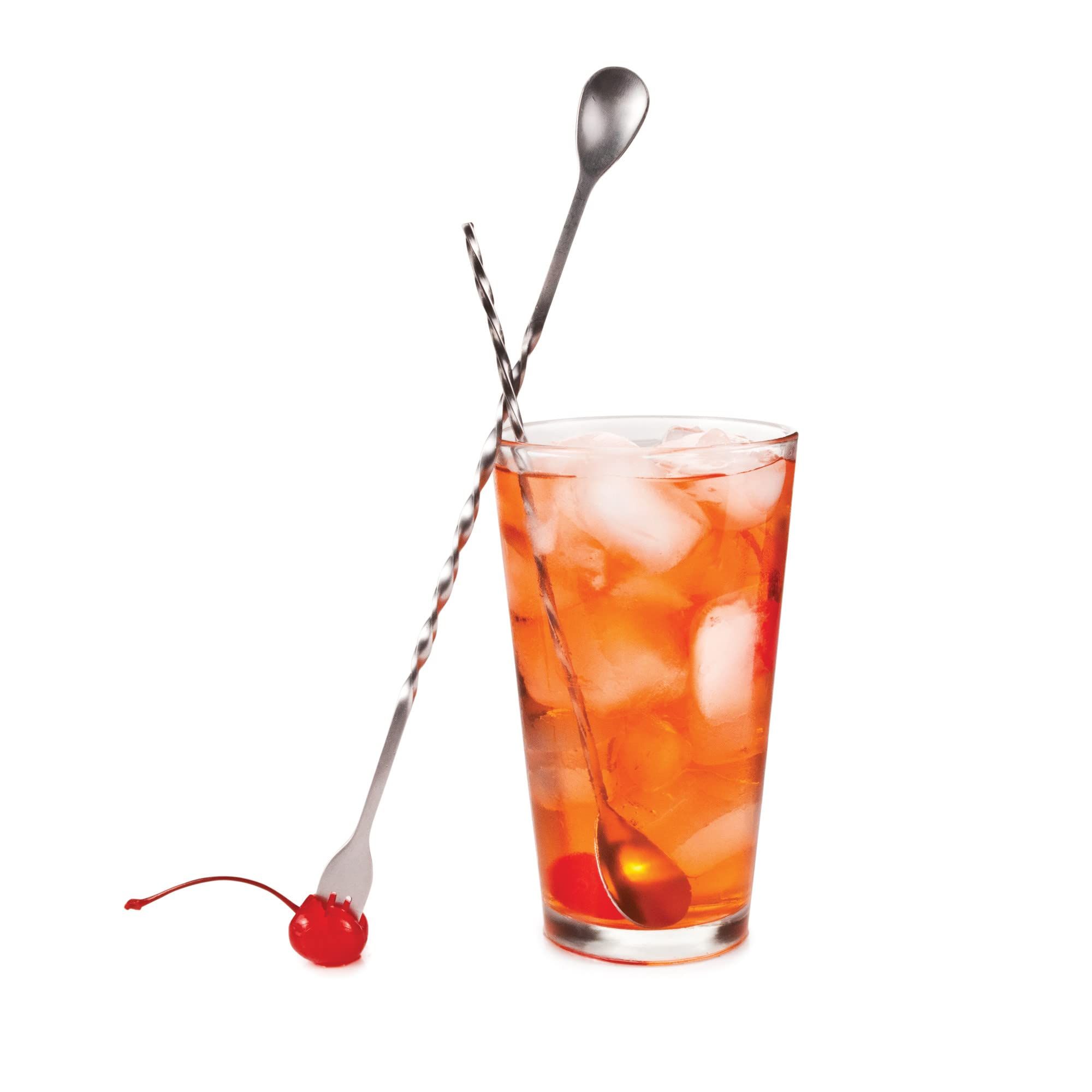 Bar Spoon Cocktail Mixing Spoon Bar Stirring Spoon Drink Stirrers Fruit Fork Stainless Steel Bar Set Bartender kit 10 Inch — image 4