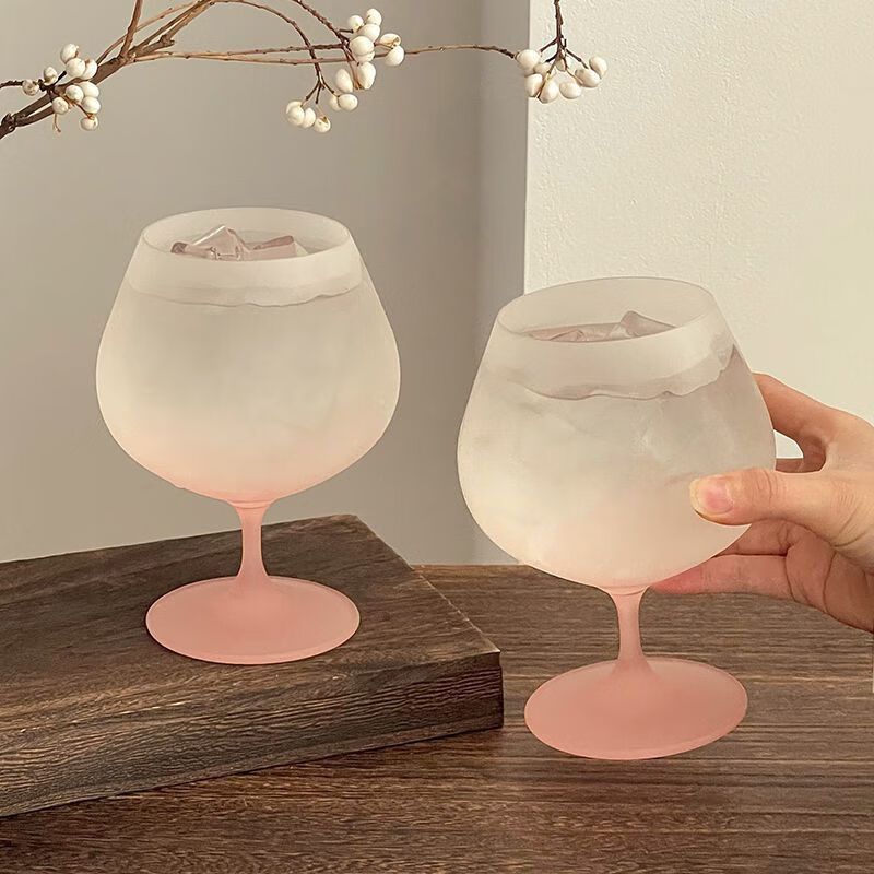 gradient frosted glass goblets, French stemware wine glasses, elegant juice cups Australia, designer drinkware home, stylish glassware gifts - Green - Size โ image 2