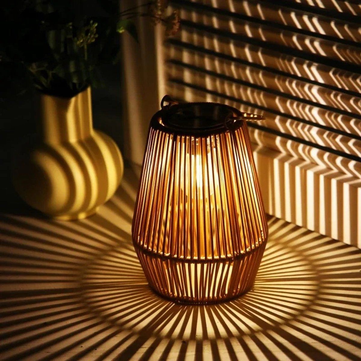2 Pieces Woven Solar LED Hanging Garden Lights, Hand Woven Waterproof Tree Pendant Lamps for Patio, Yard and Outdoor Decor — image 5