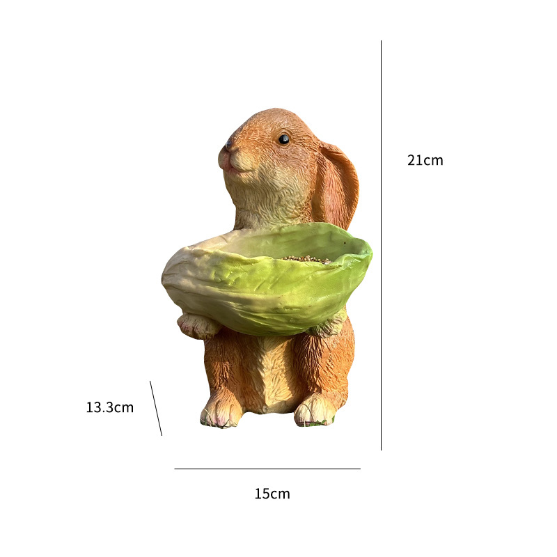 Cute Resin Rabbit Bird Feeder for Outdoor Garden Courtyard Balcony Landscape Decoration Durable Waterproof Animal Statue for Local Wild Bird Enthusiasts โ image 5