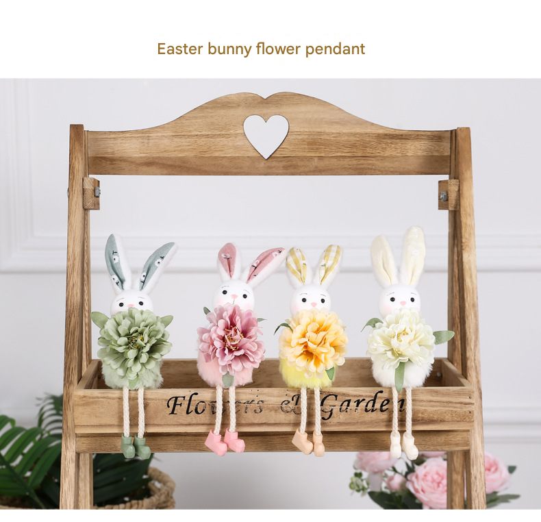 Green Easter Bunny Flower Hanging Decoration for Home, Garden or Party Scene — image 2