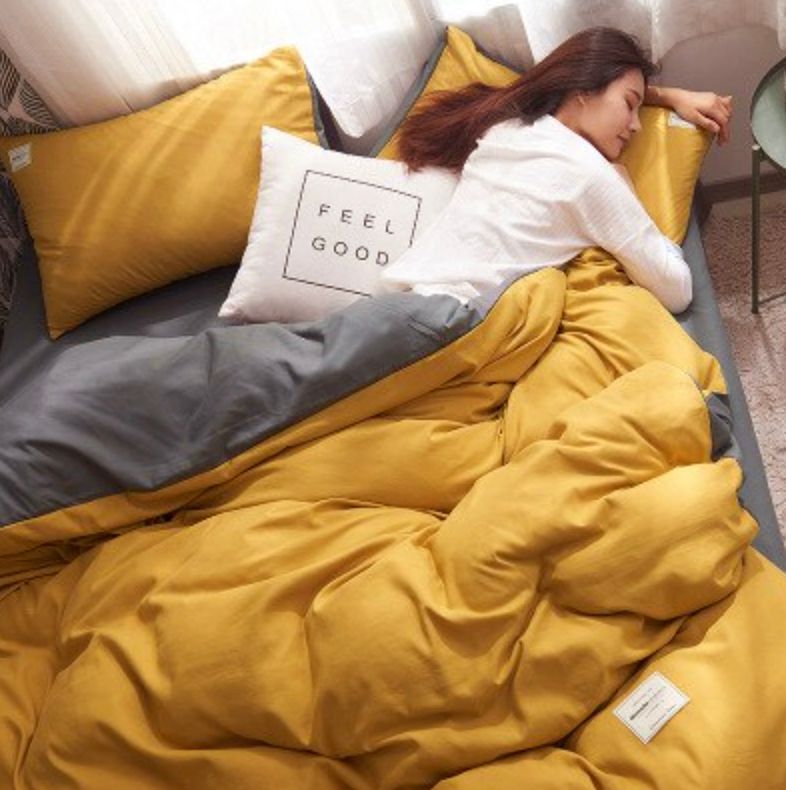 1000TC Reversible Queen Size Yellow and Grey Duvet Quilt Cover Set โ image 3