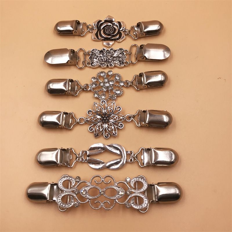6 Pieces silvery Vintage Shirt Dress Cardigan Clip, Waist Clip for Women, Sweater Shawl Brooch Jacket Clip for Clothing — image 2