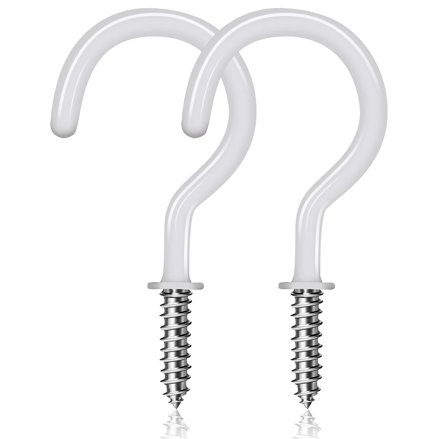 20 Pack Ceiling Hooks, 1-1/4 Inch Vinyl Coated Screw-in Hooks Hanging Plants & Flower Baskets, Multi-Function Wall Hooks White