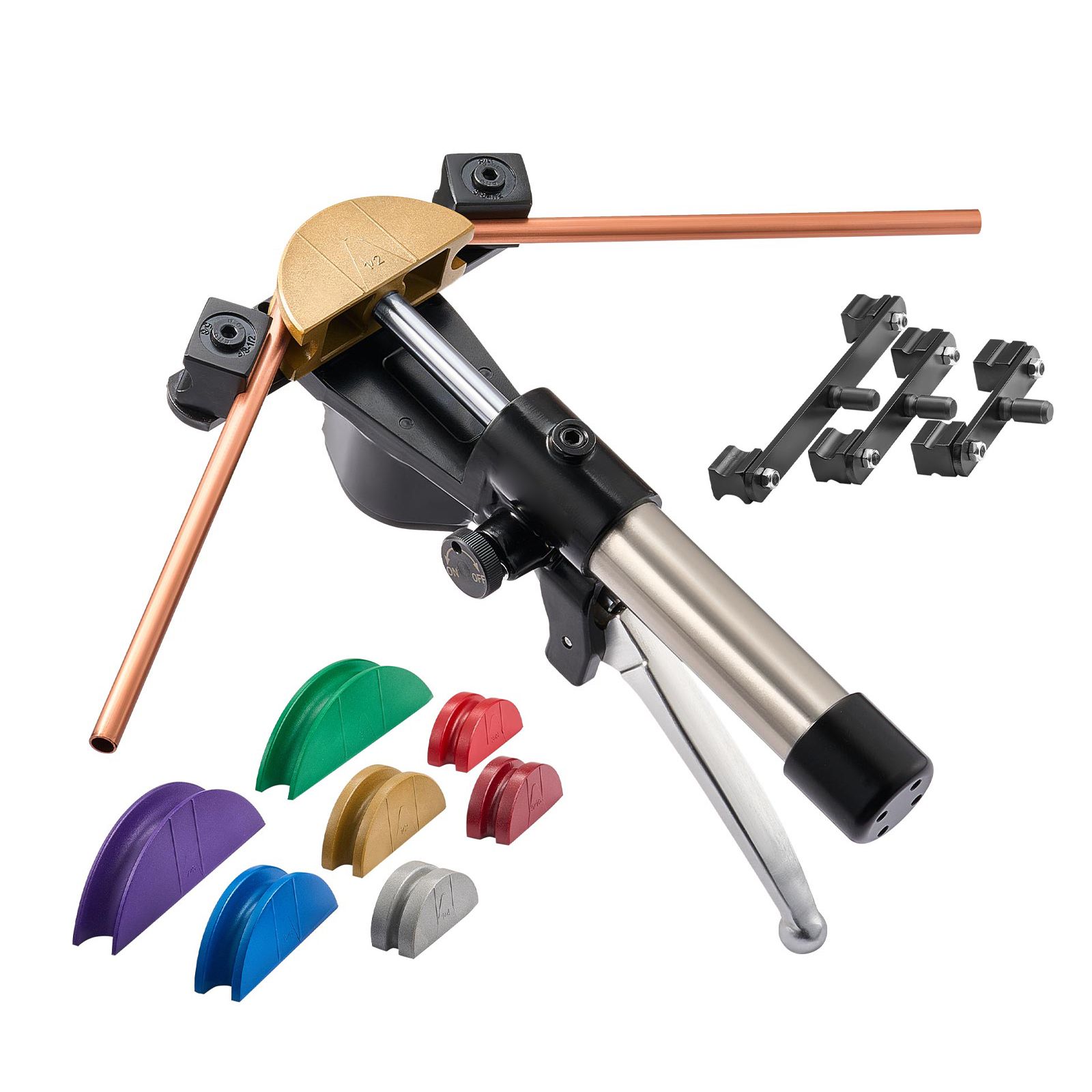 Hydraulic Tubing Bender Kit, 6 mm to 22 mm, Copper Tube Pipe Bender, HVAC Bending Tool Set, 90° Bend, with 7 Color Aluminium Alloy Dies, for HVAC Air