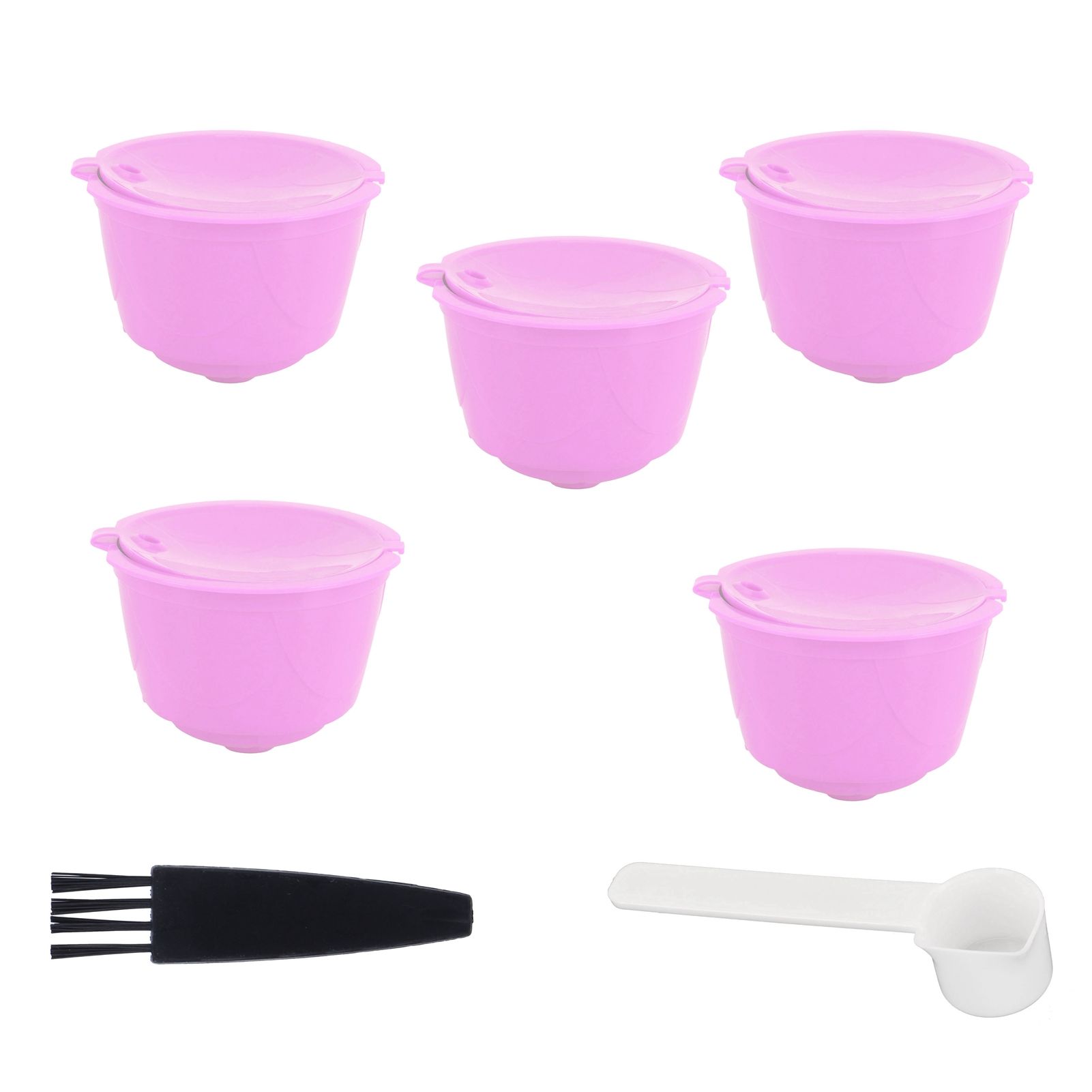 Reusable Capsules Set Refillable Coffee Filter Cup Pod for DOLCE GUSTO Coffee Machine(Purple 5 Capsules1 Spoon 1 Brush) — image 4