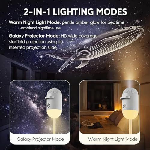 12Films 2-in-1 Galaxy Projector Night Light 5D Holographic Night Light Projector USB Plug Star Projector 360° Adjustable Mini Ocean Projector for Bedroom — image 4