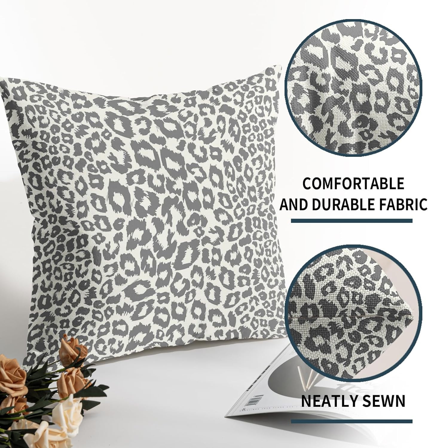 Lime Green White Leopard Print Pillow Covers 18x18 Inch Set of 2 Cheetah Animal Spots Decorative Throw Pillows For Couch Farmhouse Chinoiserie Pillow Cases — image 5
