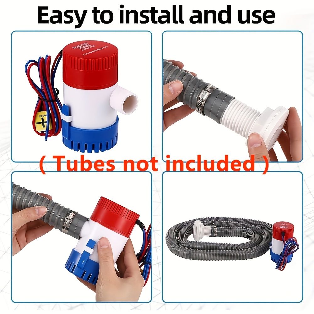 12V 1100Gph Electric Bilge Pump, Non-Automatic Submersible Water Pump for Boat, RV, Pond and Pool โ image 2