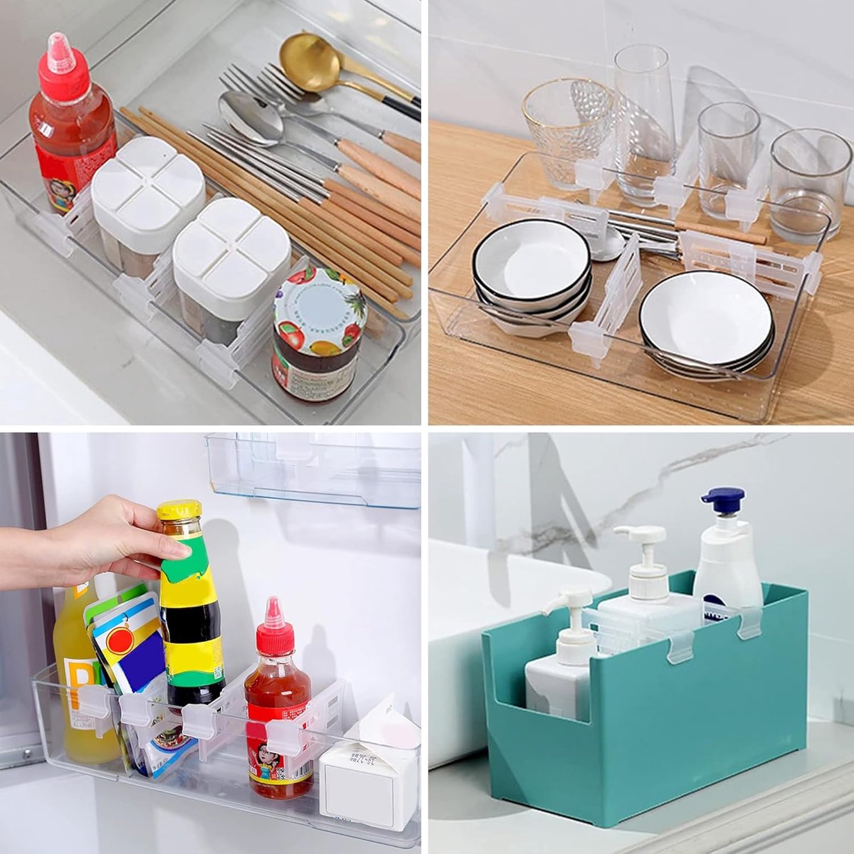 Refrigerator Dividers - 8 Pieces - Drawer Organizer System - Dividers - Side Door Spice Storage Shelf - Drawer Divider - Drawer Organizer - Clip-on Shelf — image 3