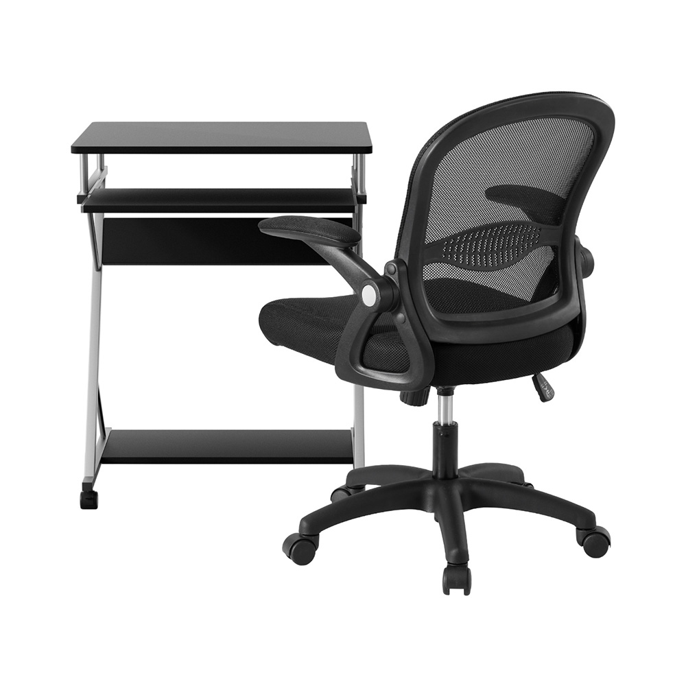 Artiss Computer Desk Mesh Office Chair Set Desks with Keyboard Shelf Try Black โ image 3