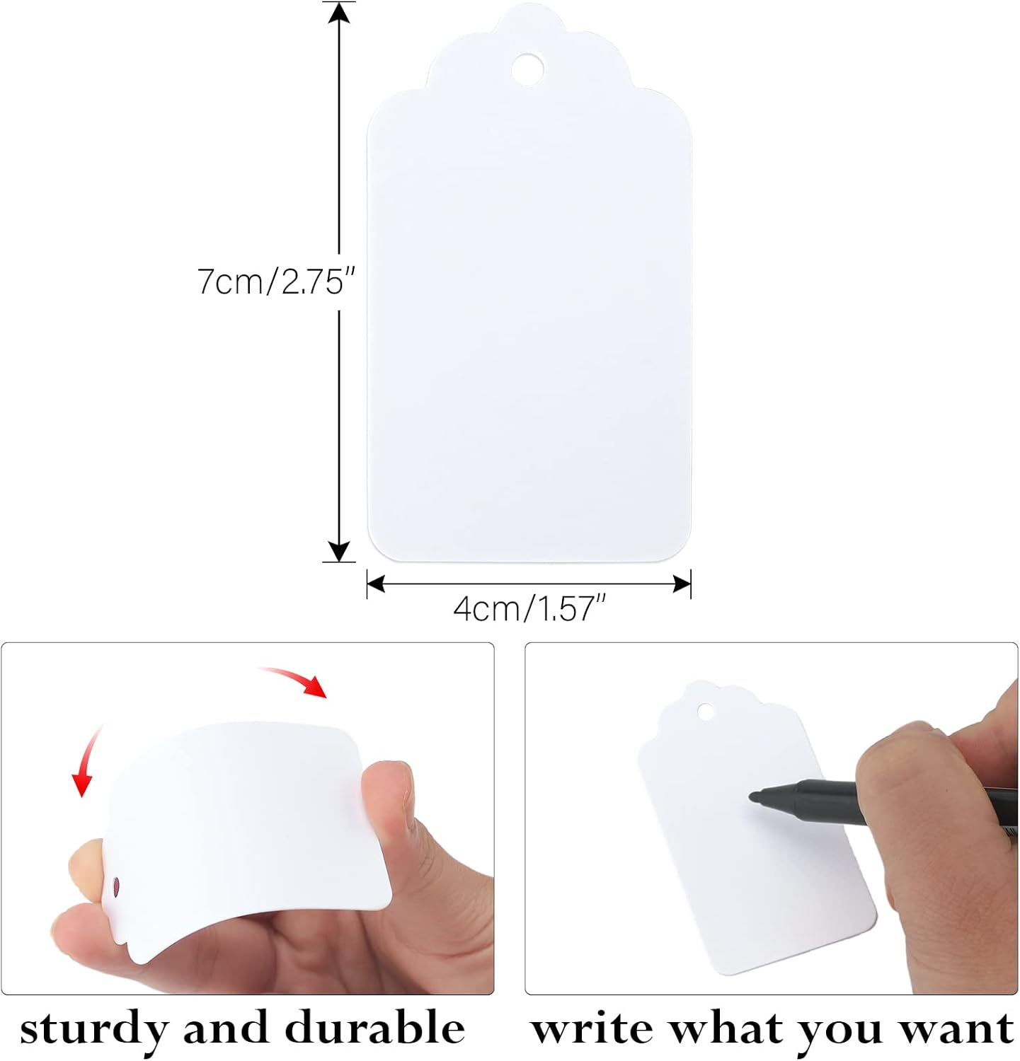 100Pcs Blank Tags with String - Gift Hanging White Kraft Paper Labels, 2.8x1.6Inch Writable Name Tags for Party Favors, DIY Crafts, Gift Wrapping โ image 2