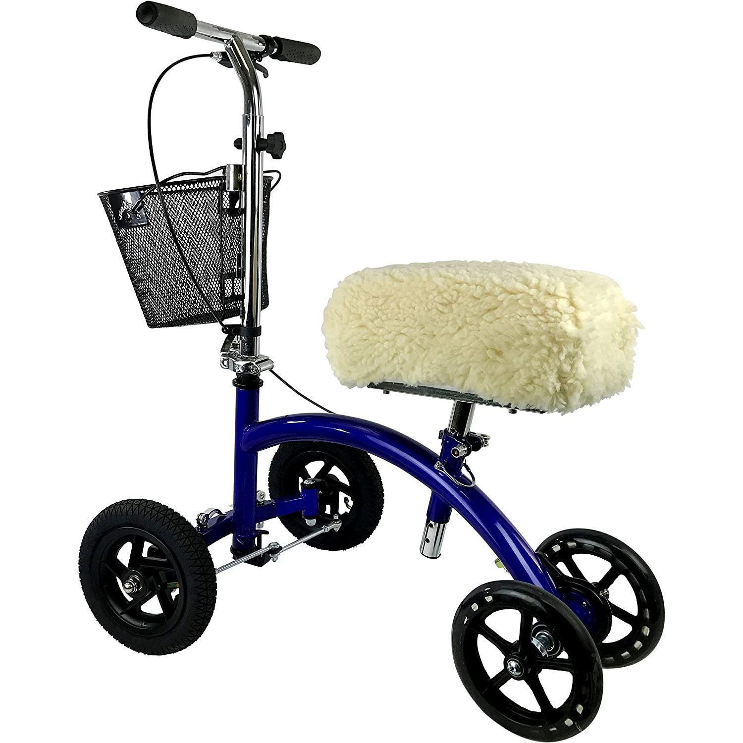 Steerable Knee Walker Knee Scooter for Adults for Foot Surgery & Deluxe Plush Synthetic Sheepskin Knee Scooter Pad Cover Cushion — image 3