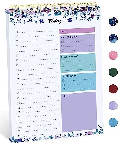 1Pack To Do List Notepad, Undated Daily Planner for Work and Goal Setting Greenery Sway, 52 Sheets, 9.8" x 6.5", Home and school, Daily Task Plannin