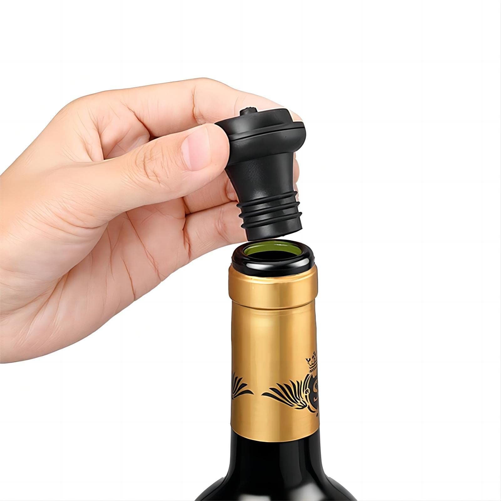Vacuum Stoppers - Set of 3 - Gray - for Wine Bottles - Keep Wine Fresh for Up to a Week with Airtight Seal — image 3