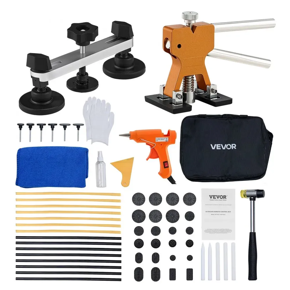 Dent Puller Kit, 60 PCS Paintless Dent Removal Kit with Golden Lifter, Bridge Puller, Rubber Hammer, Glue Gun