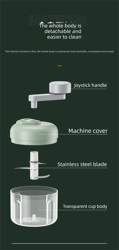 Manual Garlic Chopper & Food Processor 250ml Portable 3-Speed Hand-Crank Mincer – Green Large Capacity Edition — image 4