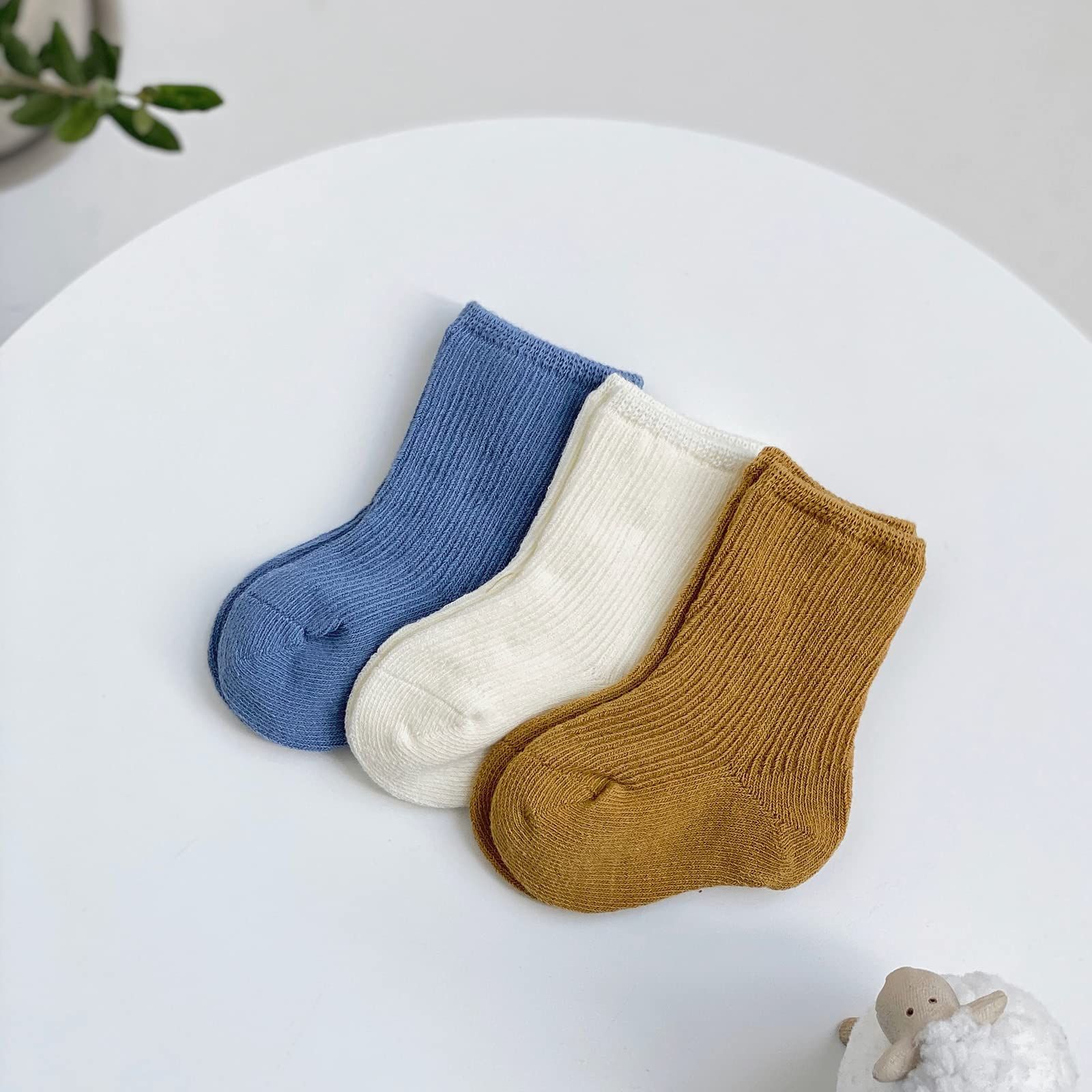 9 pairs Toddler Socks Unisex Baby Crew Socks for Infant Boys Girls Stretchy Cotton Socks Kids 0-36 Months — image 2