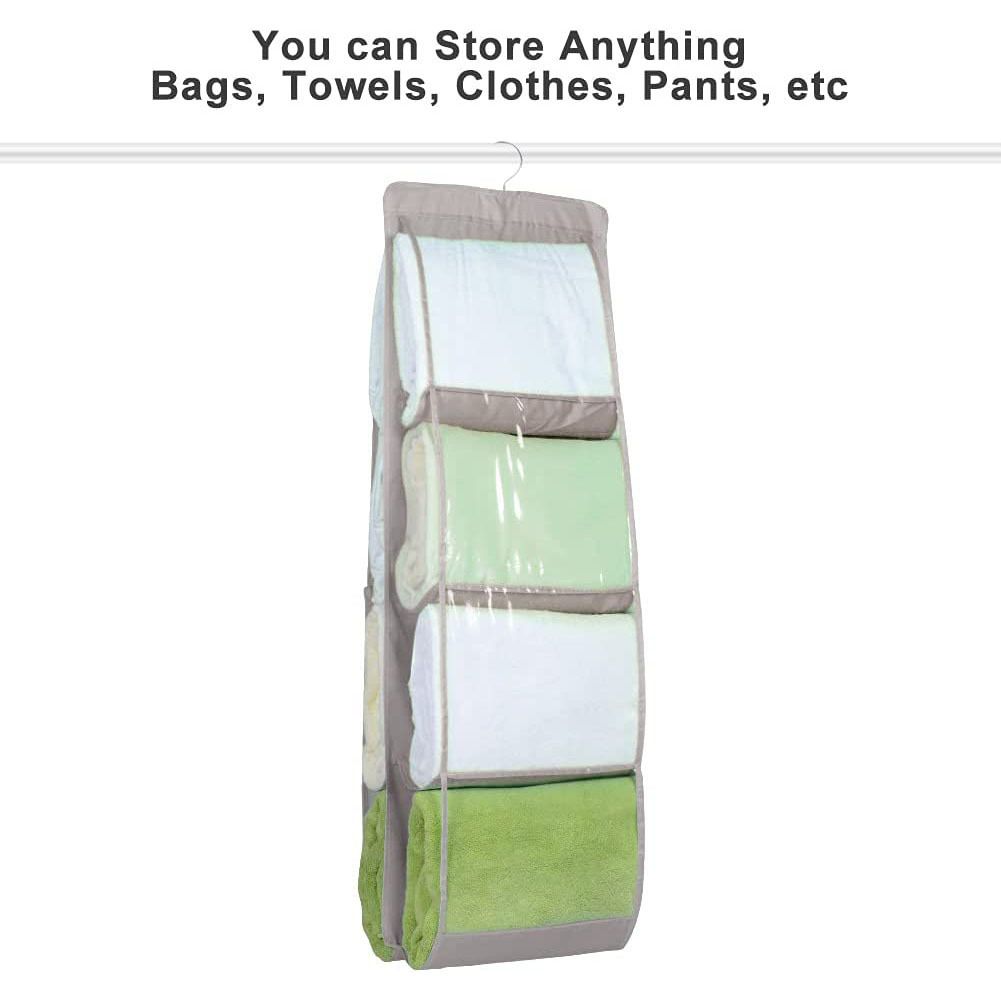 Handbag Hanging Purse Organizer for Closet, 8 Pocket Handbag Storage Organizer Hanger Oxford Cloth Closet Organizer for Family β image 4