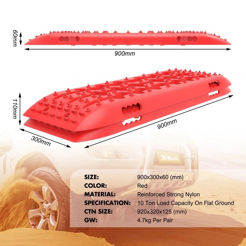 X-BULL Recovery tracks 10T 2 Pairs/ Sand tracks/ Mud tracks/ Mounting Bolts Pins Gen 2.0 -Red — image 6