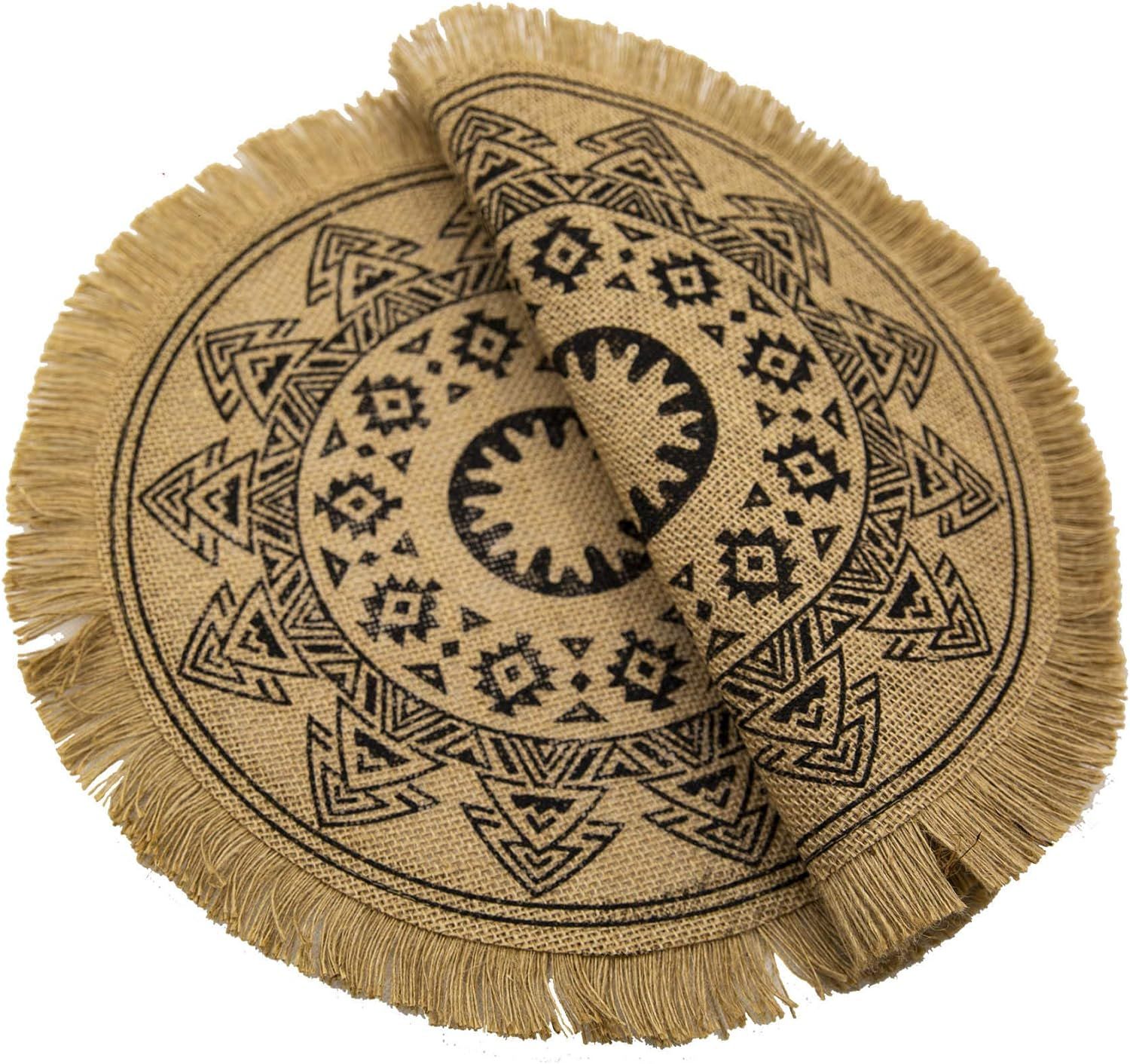 Round Placemats Set of 4, Dining Winter Modern Dinner Braided Beige Boho Round Table and Fall Circle Placemats Boho Tassels — image 4
