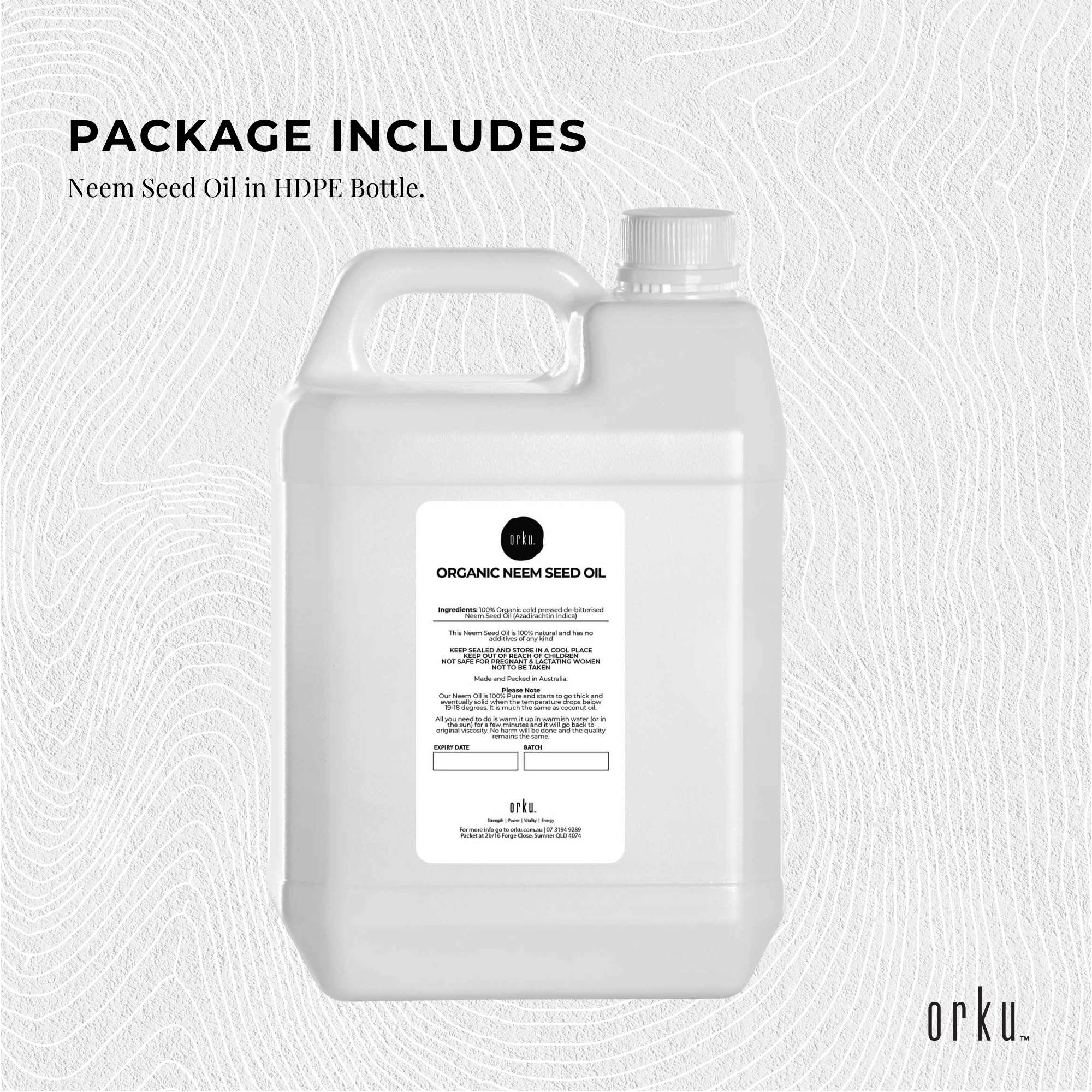 Orku 5L Organic Neem Seed Oil - Debitterised Cold Pressed Azadirachtin Indica — image 3