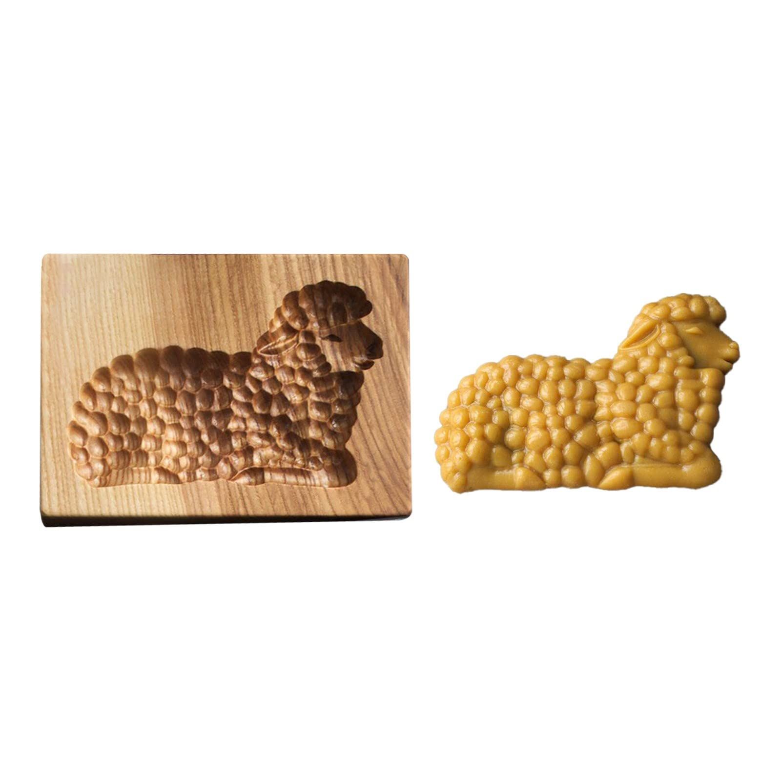 Wooden Cookie Molds, Engraved Embossing Cookie Cutter with Christmas Tree Deer Pinecones Pattern for Baking Embossed Cookies
