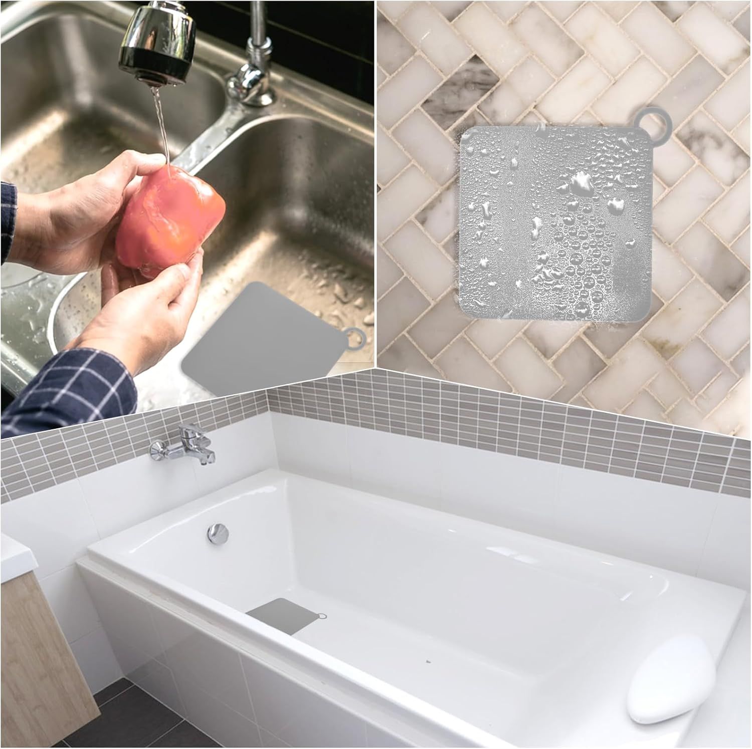 2 Pieces Silicone Tub Stopper Shower Drain Cover Floor Drain Anti-Odor Mat Shower Silica Gel Drain Plugs Bathtub Drain Cover Sewer Deodorization Floor Drain — image 4