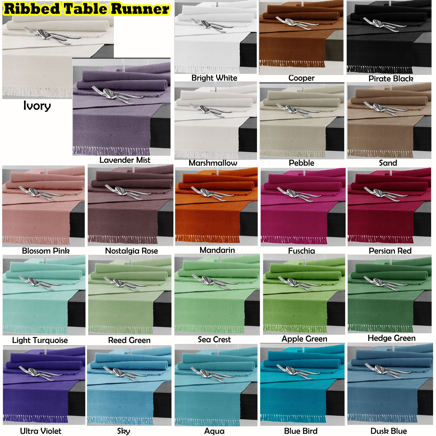 Hoydu Cotton Ribbed Table Runner 45cm x 200cm - FUSCHIA — image 2