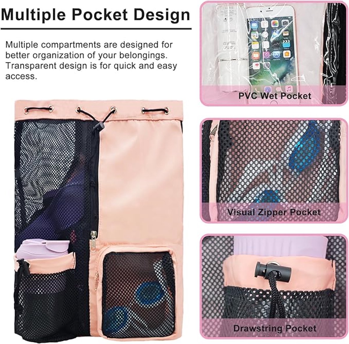 Backpack - Sports Bag - Travel Bag - Training Bag - Swimming Bag - 30*15*45cm - Mesh Material - Drawstring Design - Side Storage Space - Unisex - Suitable for — image 3