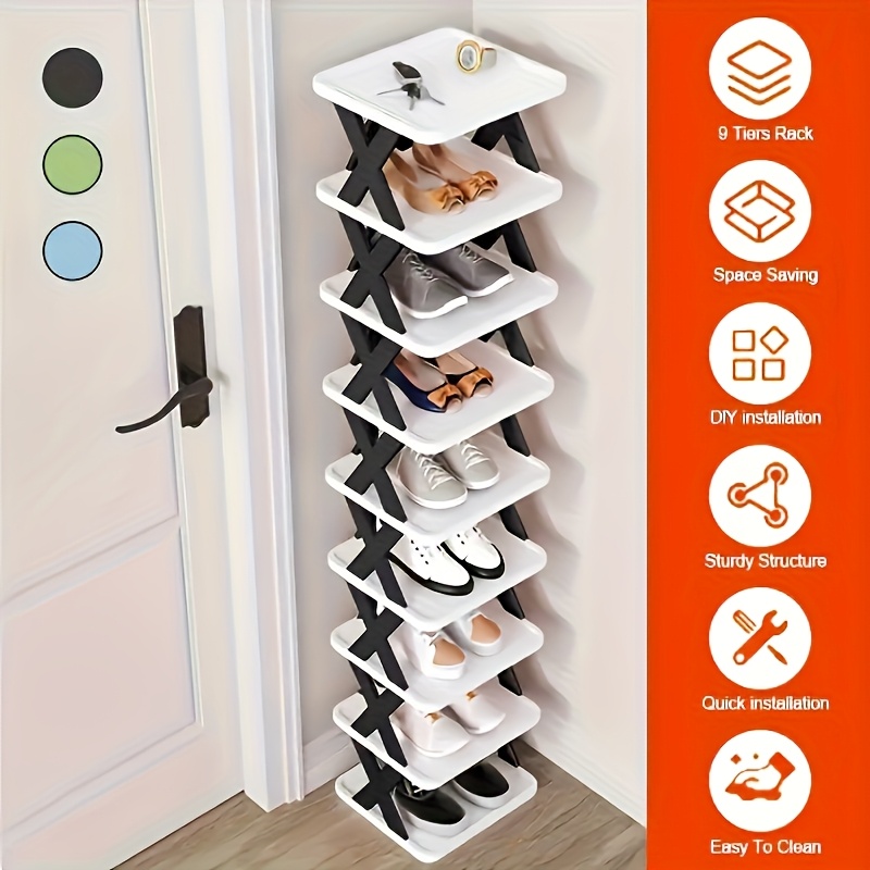 6-Tier Foldable White/BLACK Shoe Rack, space-saving vertical design for entry halls, living rooms, bedrooms, closets, balconies—an essential organizing storage — image 5