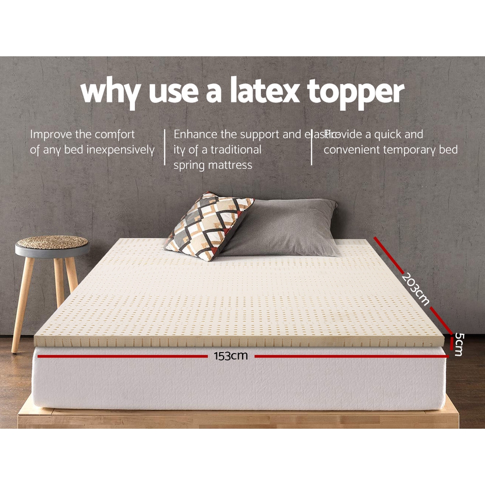 Giselle Bedding Latex Mattress Topper, 5cm Thick Cooling Bed Pad for Side Sleepers Pain Relief, 7 Zone Foldable Mat with Washable Cover for Guest Room Bedroom โ image 2