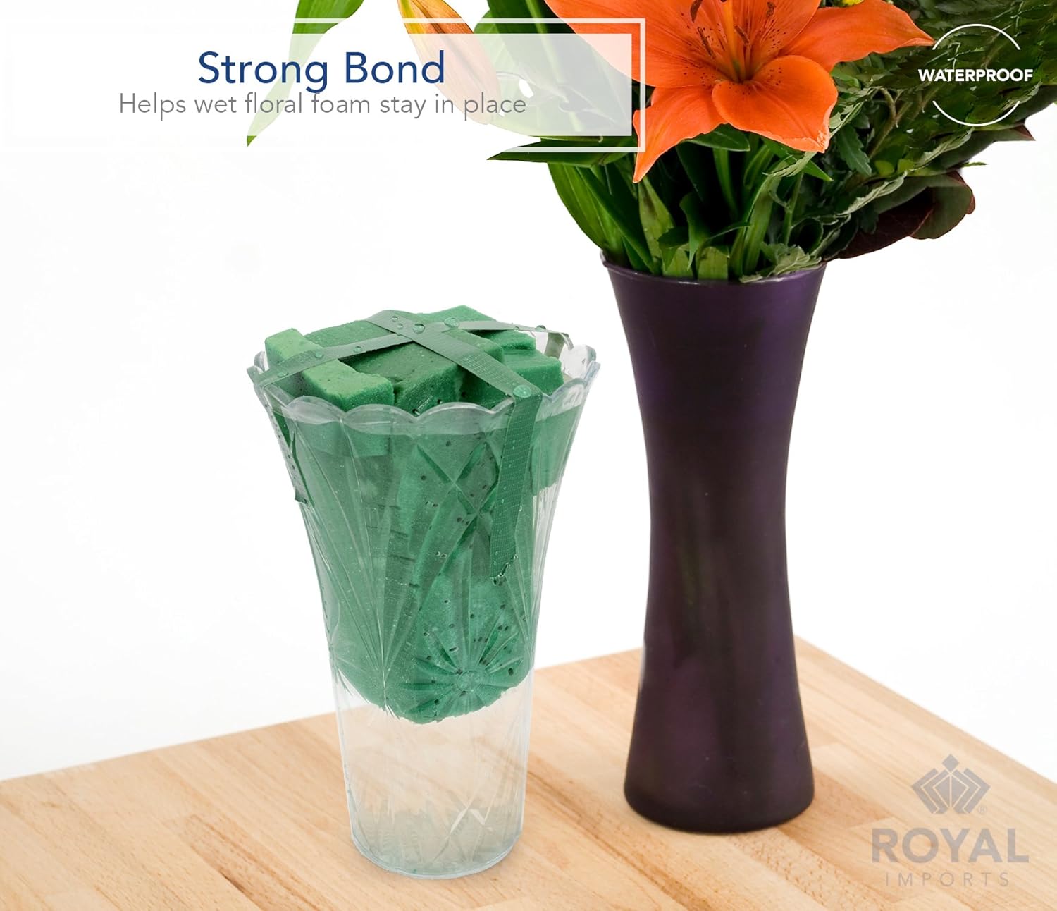 Floral Tape Green, Flower Stem Wrap Adhesive Waterproof Florist Tape for Decorative Bouquets Arranging and Crafts - 0.5" (60 Yd/180Ft) - 1 Roll β image 2