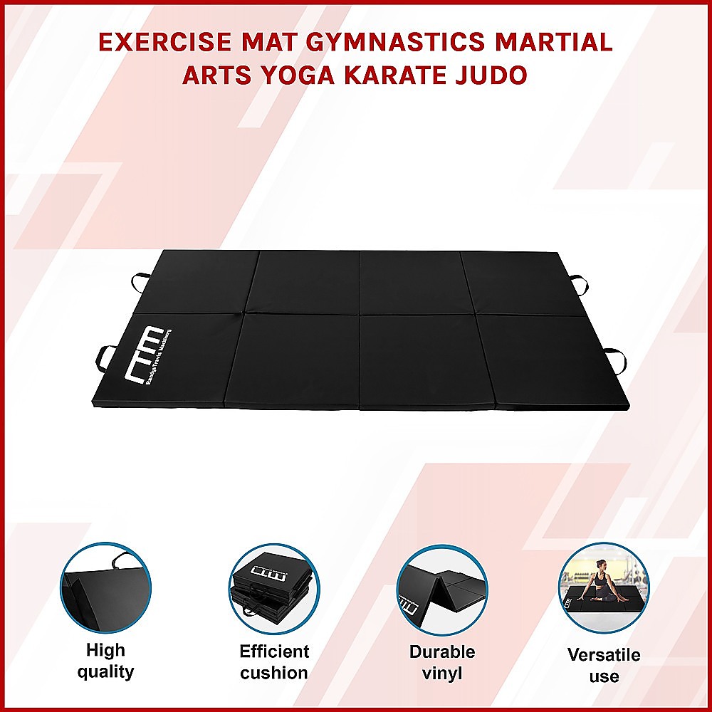 Folding Black Exercise Mat – Gymnastics, Martial Arts, Yoga, Karate & Judo Training — image 3