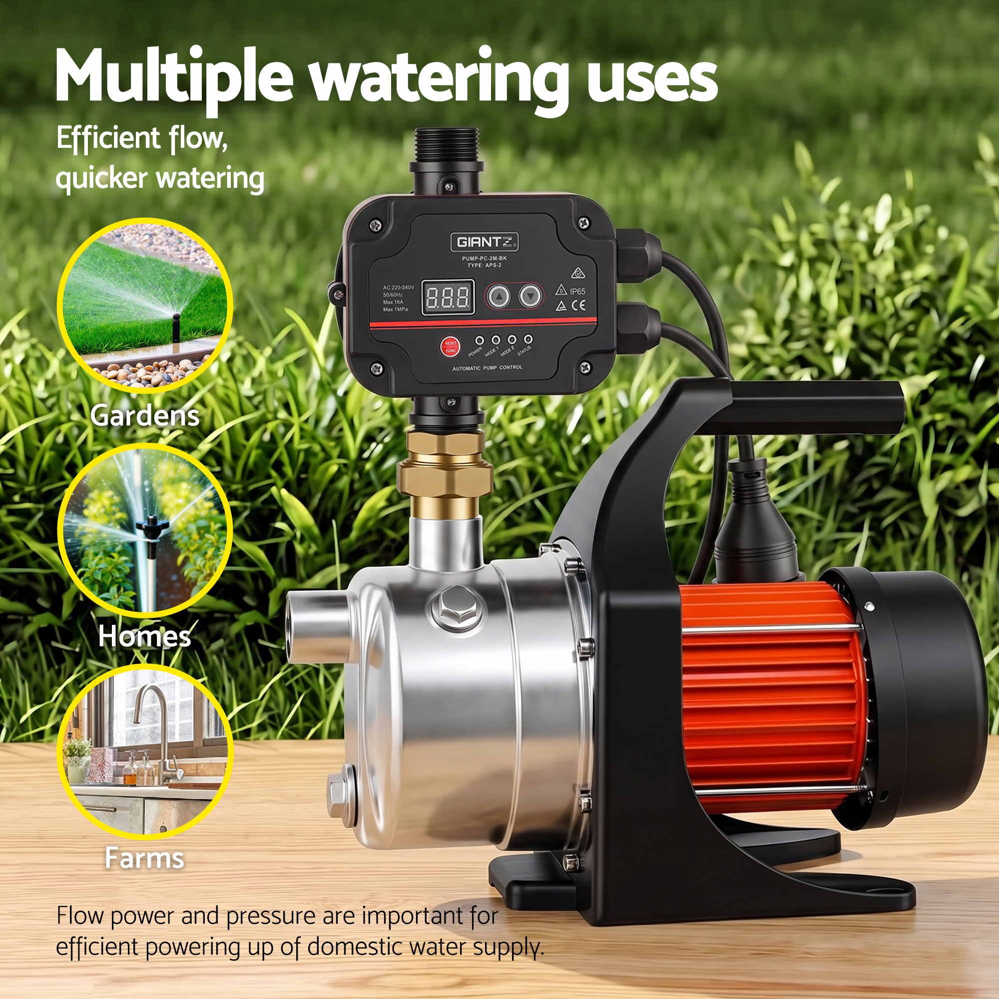 Giantz Garden Water Pump Auto Controller Tank Rain Farm Irrigation 1500W Max โ image 6