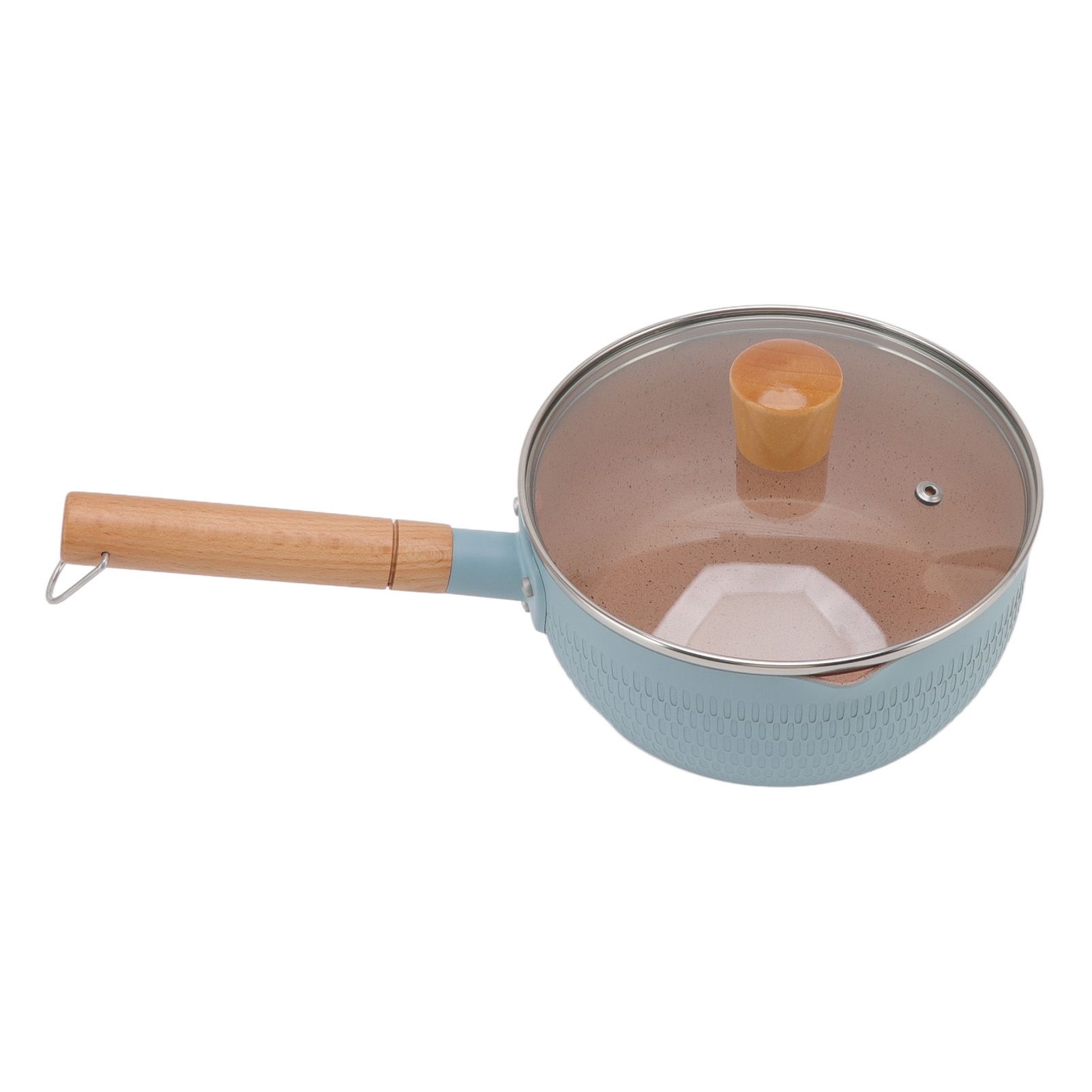 Sauce Pan Stick Proof Aluminum Alloy Multi Functional Milk Pot with Wooden Handle for Induction Gas Stove Blue — image 4