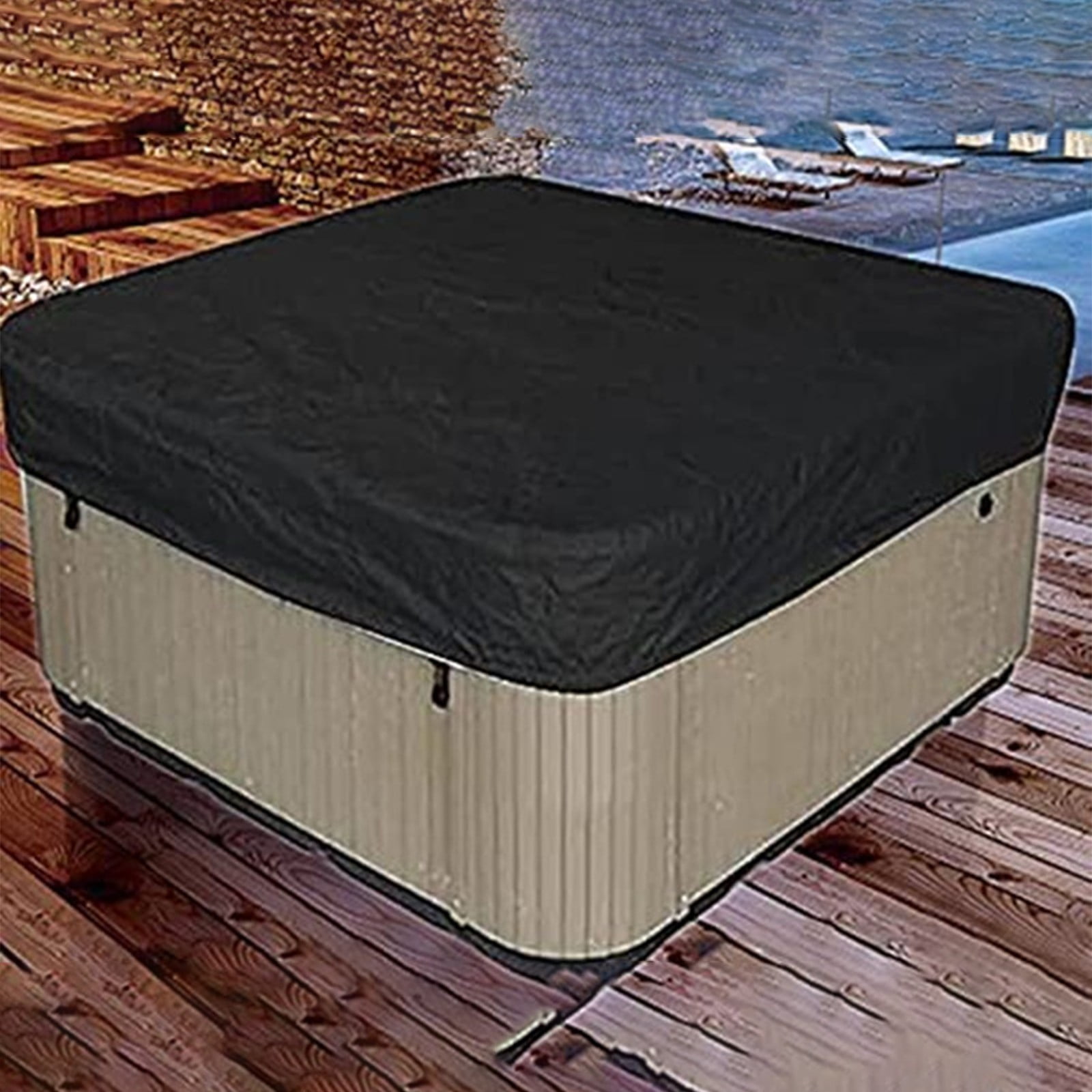 Square Hot Tub Cover - Outdoor Heavy Duty Protector for Patio Spas and Swimming Pools, Hard Covers For Hot Tub Waterproof Dust, Black, 220 x 90 cm — image 2