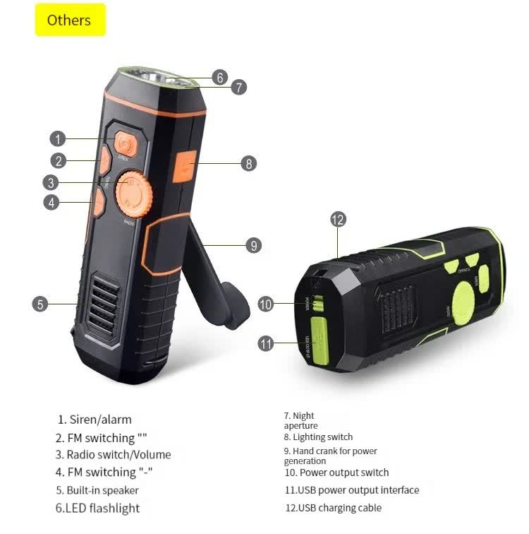 Wind-up Radio - Solar Radio - World Receiver - Portable Radio - Flashlight with Dynamo - Powerbank Function - Camping Gear - Outdoor Gadgets - Rechargeable — image 2