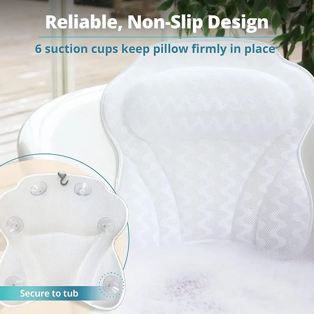 3D Breathable Mesh Bathtub Pillow Non Slip For Bathroom Spa Neck Back Support — image 6